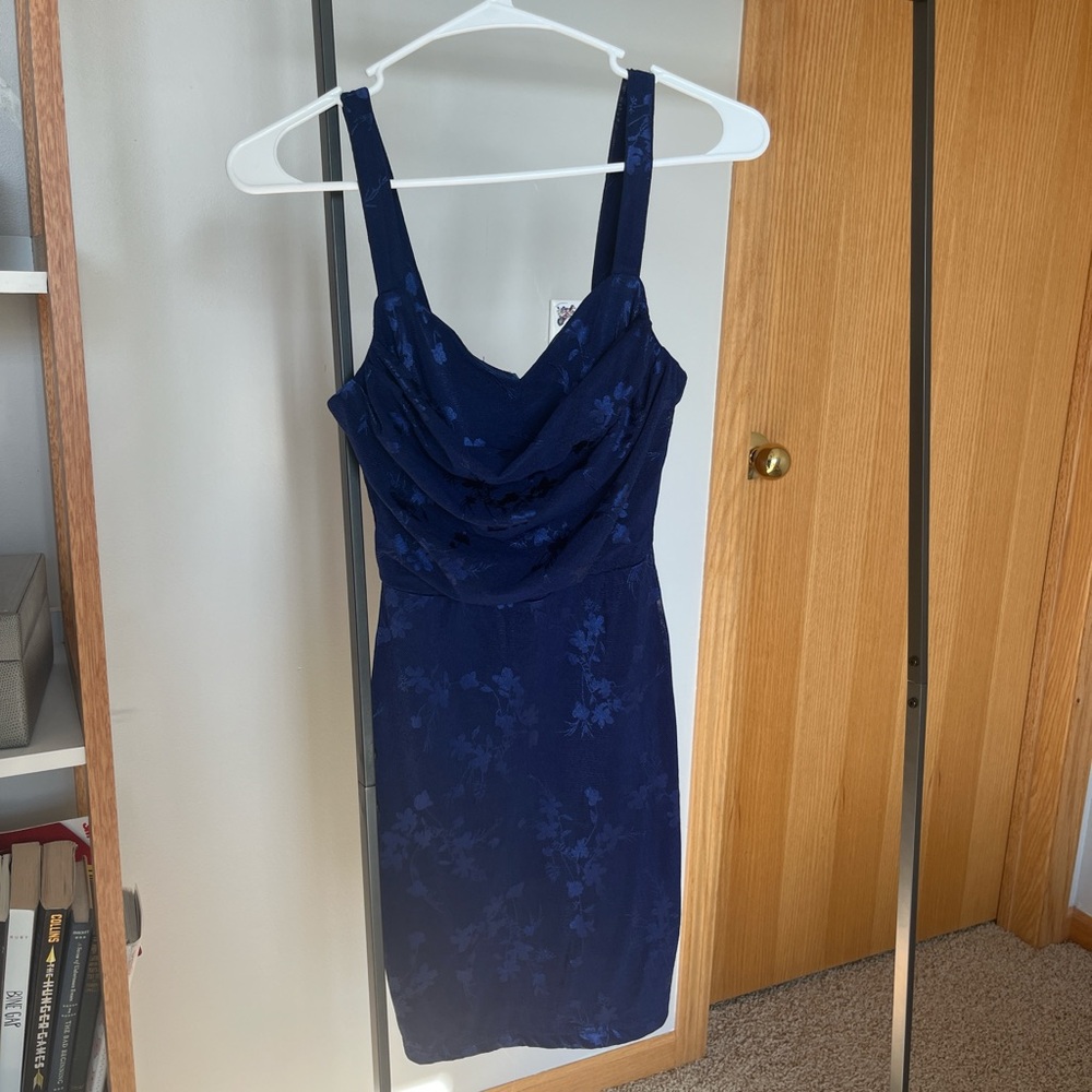 Lulu's Midnight Blue Floral Homecoming Mini Dress